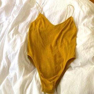 Ribbed yellow gold body suit by Out From Under/urban outfitters